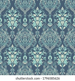 Vector Floral textured print. Damask Seamless vintage pattern. Can be used for wallpaper, fabric, invitation