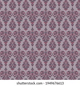 Vector Floral textured print. Damask Seamless vintage pattern. Can be used for wallpaper, fabric, invitation