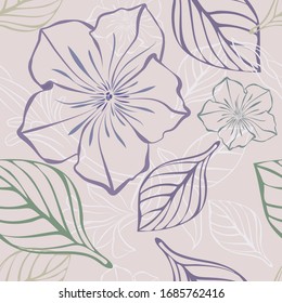 Vector floral texture.Seamless painting with different flowers,for textiles, wrapping paper, wallpaper, curtains