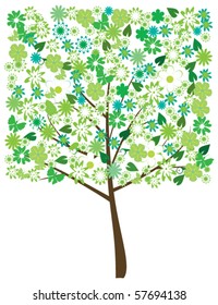 vector floral tree square