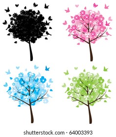 vector floral trees