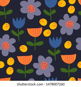 vector floral trendy seamless pattern. cute flowers background. vector repeated print design for wallpaper, fabric, stationery. 