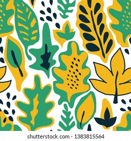 Vector floral tropical seamless Pattern. Scandinavian style. Summer bright design