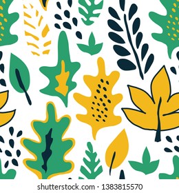 Vector floral tropical seamless Pattern. Scandinavian style. Summer bright design