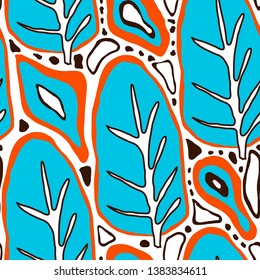 Vector floral tropical seamless Pattern. Scandinavian style. Summer bright design