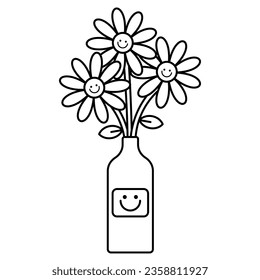 Vector floral vase illustration Coloring page for kids. printable.