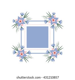 vector floral vignette in the form of a rectangle. Delicate floral frame for invitations, cards, stickers for wedding, birthday, holiday.