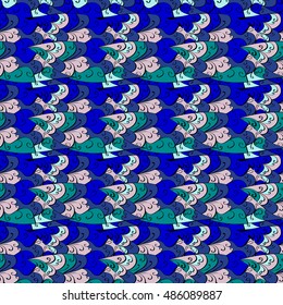 vector floral vintage background in blue, pink, green.