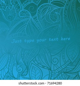 vector floral vintage background in blue, clipping masks