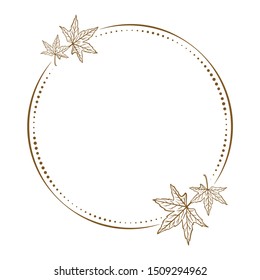Vector floral vintage frame with maple leaves decoration on a white background.
