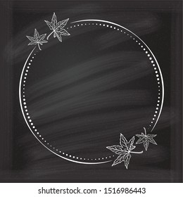 Vector floral vintage frame with maple leaves decoration on a white background.