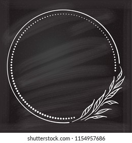 Vector floral vintage frame on a chalkboard background.