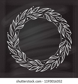 Vector floral vintage frame on a chalkboard background.