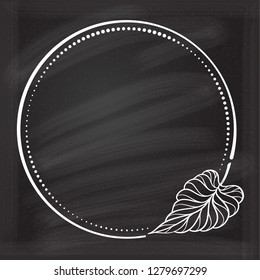 Vector floral vintage frame on a chalkboard background.