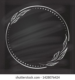 Vector floral vintage frame on a chalkboard background.