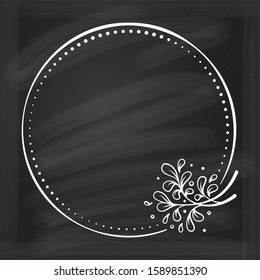 Vector floral vintage frame on a chalk background.