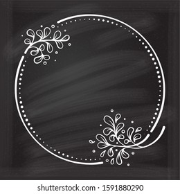 Vector floral vintage frame on a chalk background.