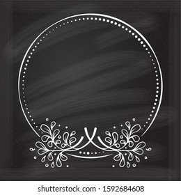 Vector floral vintage frame on a chalk background.