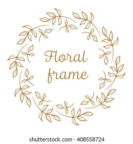 Vector floral vintage frame on a white background. 