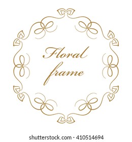 Vector floral vintage frame on a white background. 
