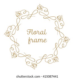 Vector floral vintage frame on a white background. 