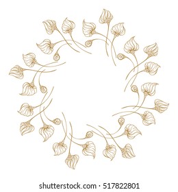 Vector floral vintage frame on a white background.