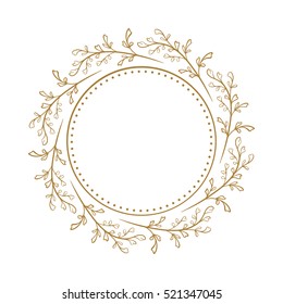 Vector floral vintage frame on a white background.