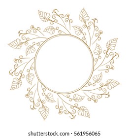 Vector floral vintage frame on a white background.