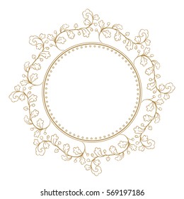 Vector floral vintage frame on a white background.