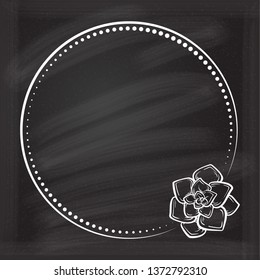 Vector floral vintage frame with a succulent pland decoration on a chalkboard background.