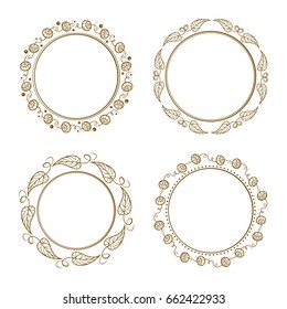 Vector floral vintage frames set on a white background.