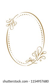 Vector Floral Vintage Oval Frame On A White Background.