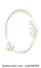 Vector floral vintage oval frame on a white background.
