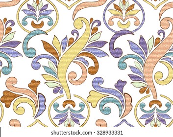 Vector Floral vintage rustic seamless pattern. Background can be used for wallpaper, fills, web page, surface textures.