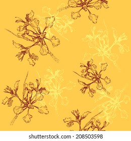 Vector floral vintage seamless pattern with beautiful tropic flowers