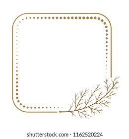 Vector floral vintage square frame on a white background.