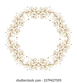 Vector floral vintage wreath frame on a white background.