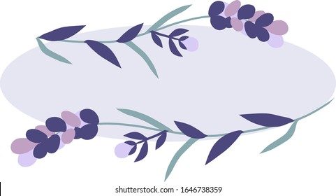 Marco vectorial violeta floral. Plantilla personalizada. 