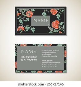 Vector floral visit card template