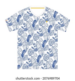 vector floral, v-neck t-shirt, to be used in screen printing and t-shirt making, vector art.