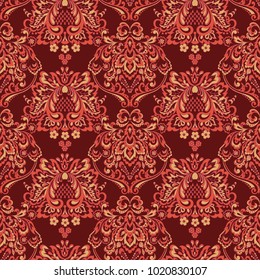 Vector floral wallpaper. Classic Baroque floral ornament. Seamless vintage pattern
