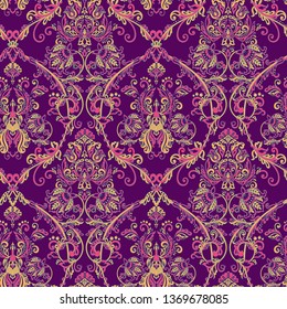 Vector floral wallpaper. Classic Baroque floral ornament. Seamless vintage pattern