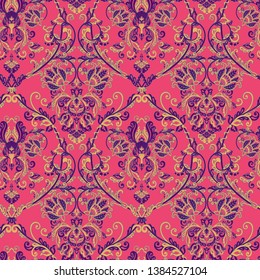 Vector floral wallpaper. Classic Baroque floral ornament. Seamless vintage pattern