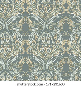 Vector floral wallpaper. Classic Baroque floral ornament. Seamless vintage pattern