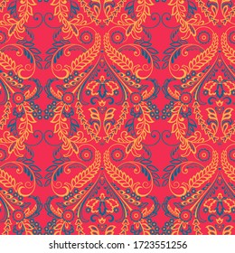 Vector floral wallpaper. Classic Baroque floral ornament. Seamless vintage pattern