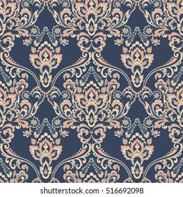 Vector floral wallpaper. Classic Baroque floral ornament. Seamless vintage pattern