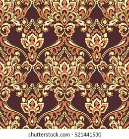 Vector floral wallpaper. Classic Baroque floral ornament. Seamless vintage pattern