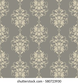 Vector floral wallpaper. Classic Baroque floral ornament. Seamless vintage pattern