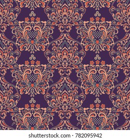 Vector floral wallpaper. Classic Baroque floral ornament. Seamless vintage pattern