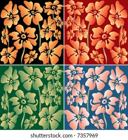 vector floral wallpaper in four color variations